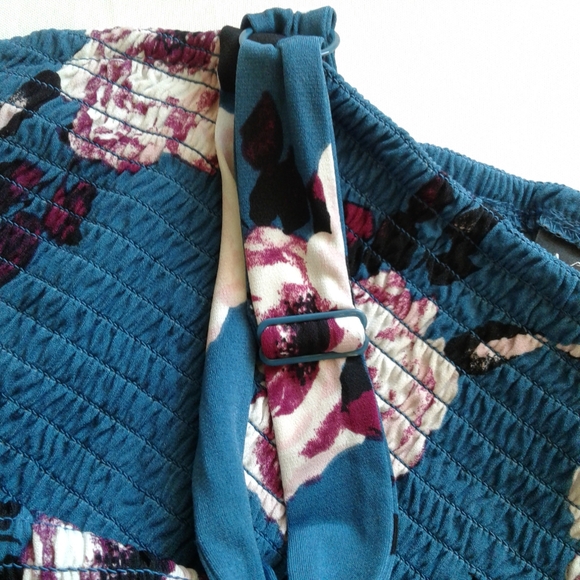 Lane Bryant Floral Wide Leg Smocked Jumpsuit Blue Pink NWT Size 22/24 - Picture 4 of 12